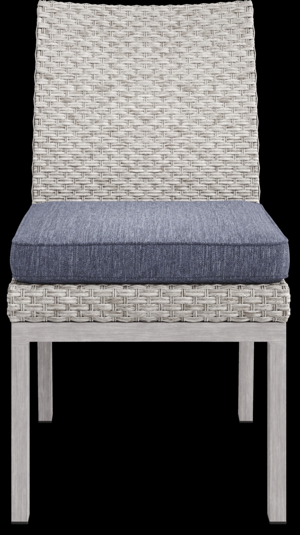Sun Valley Light Gray Outdoor Side Chair with Blue Cushion - Thumbnail - Image 3