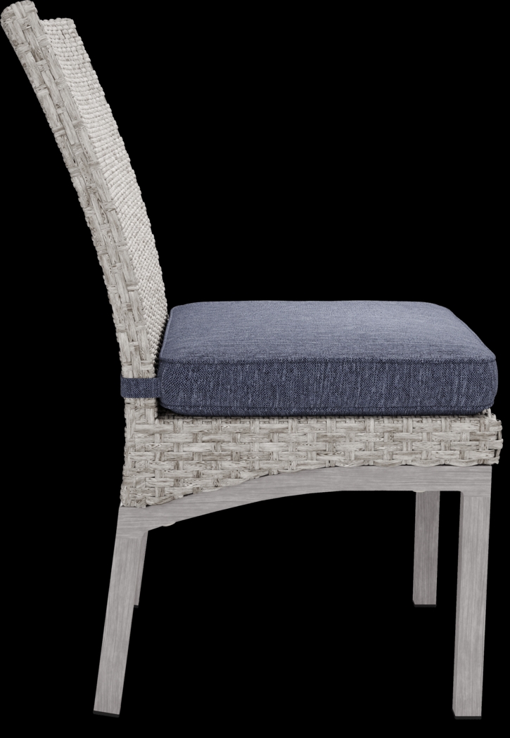 Sun Valley Light Gray Outdoor Side Chair with Blue Cushion - Thumbnail - Image 4