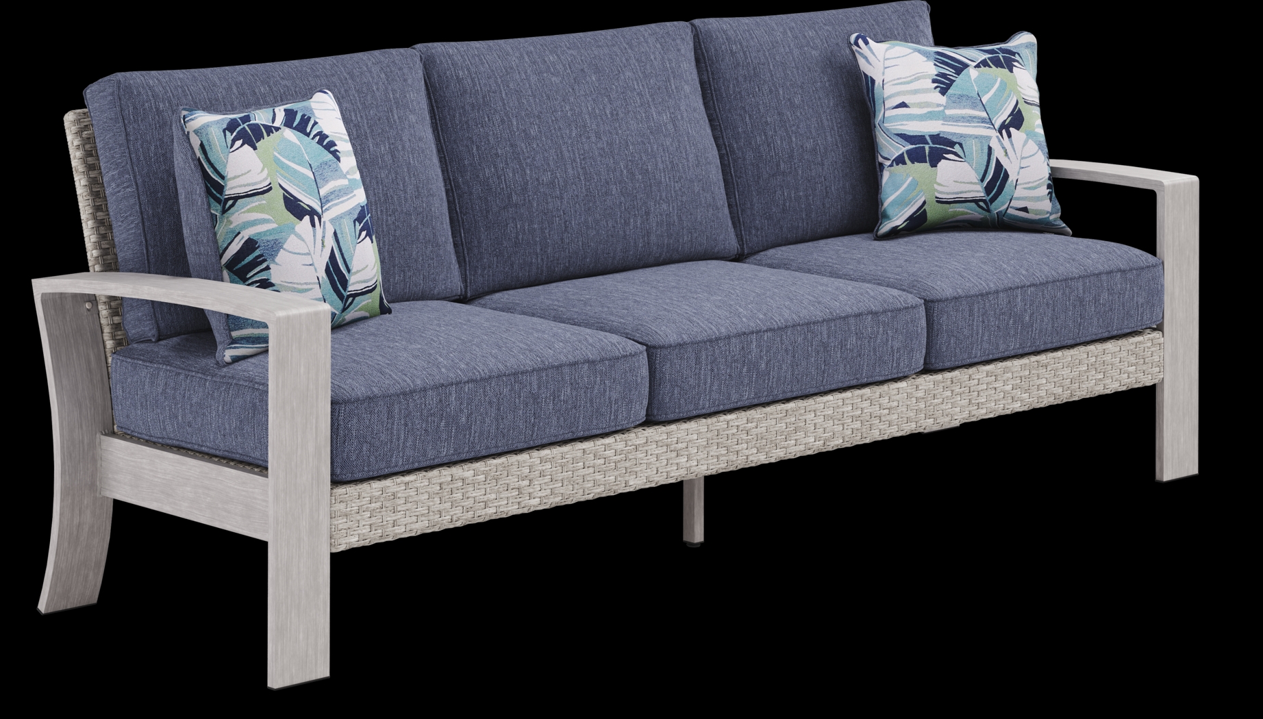 Sun Valley Light Gray 4 Pc Outdoor Seating Set with Blue Cushions - Thumbnail - Image 3