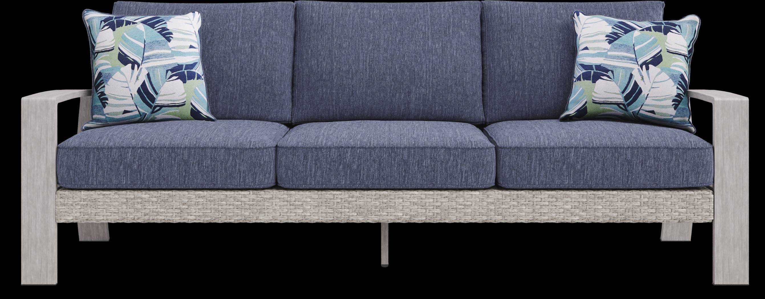 Sun Valley Light Gray 4 Pc Outdoor Seating Set with Blue Cushions - Thumbnail - Image 2