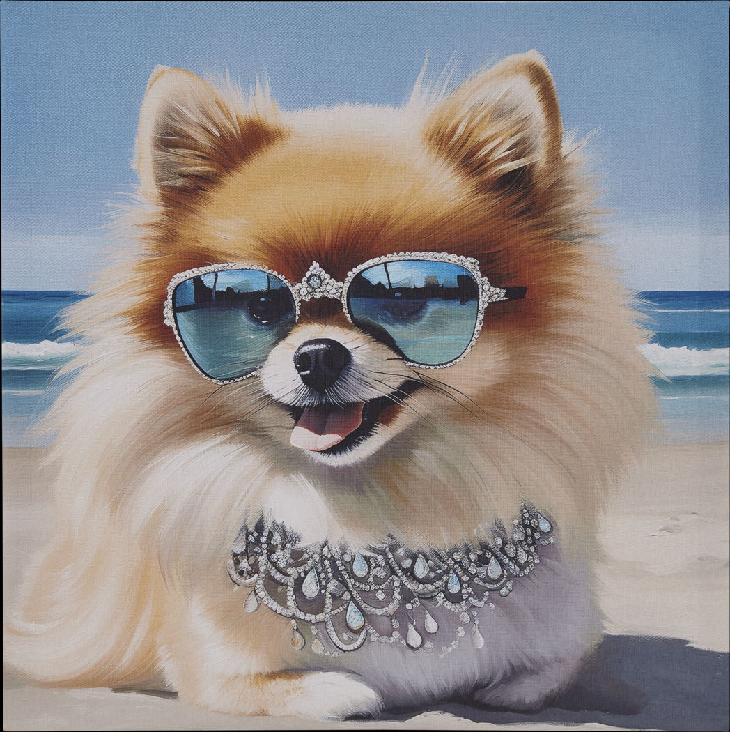 Sunbathing Pomeranian Blue Wall Decor - Thumbnail - Image 1