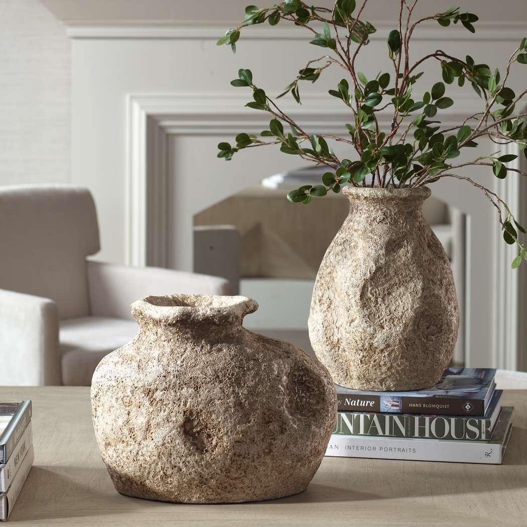 Sunbit Brown Vase, Set of 2 - Thumbnail - Image 2