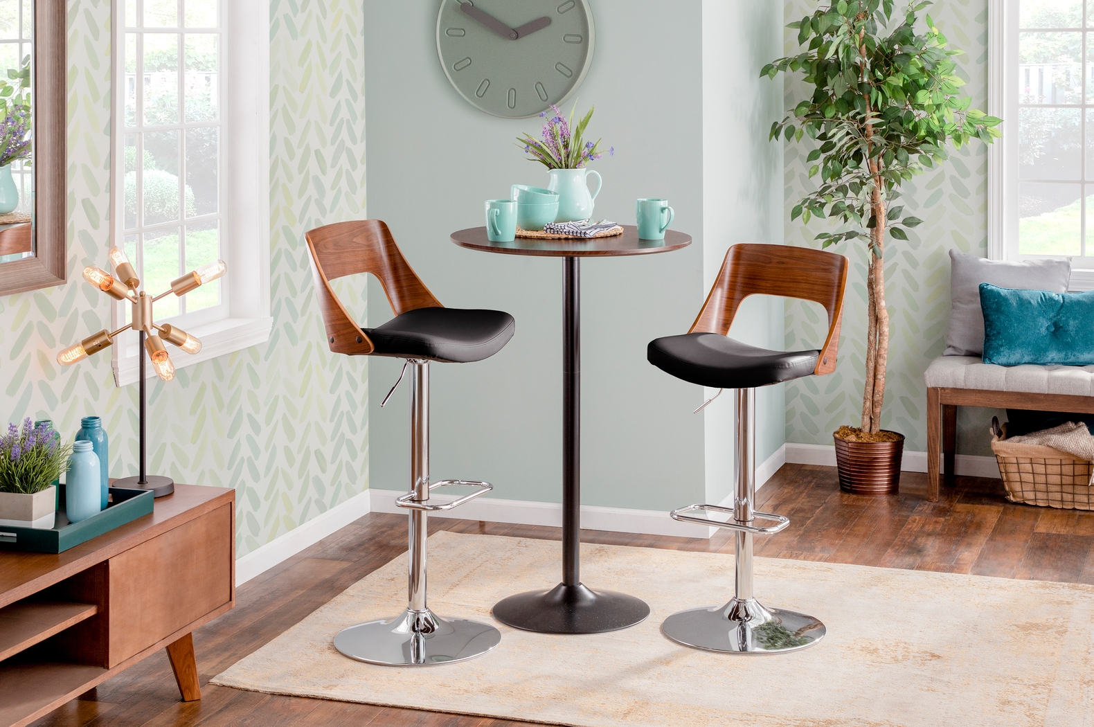 Sunerest Black Adjustable Barstool, Set of 2 - Thumbnail - Image 3