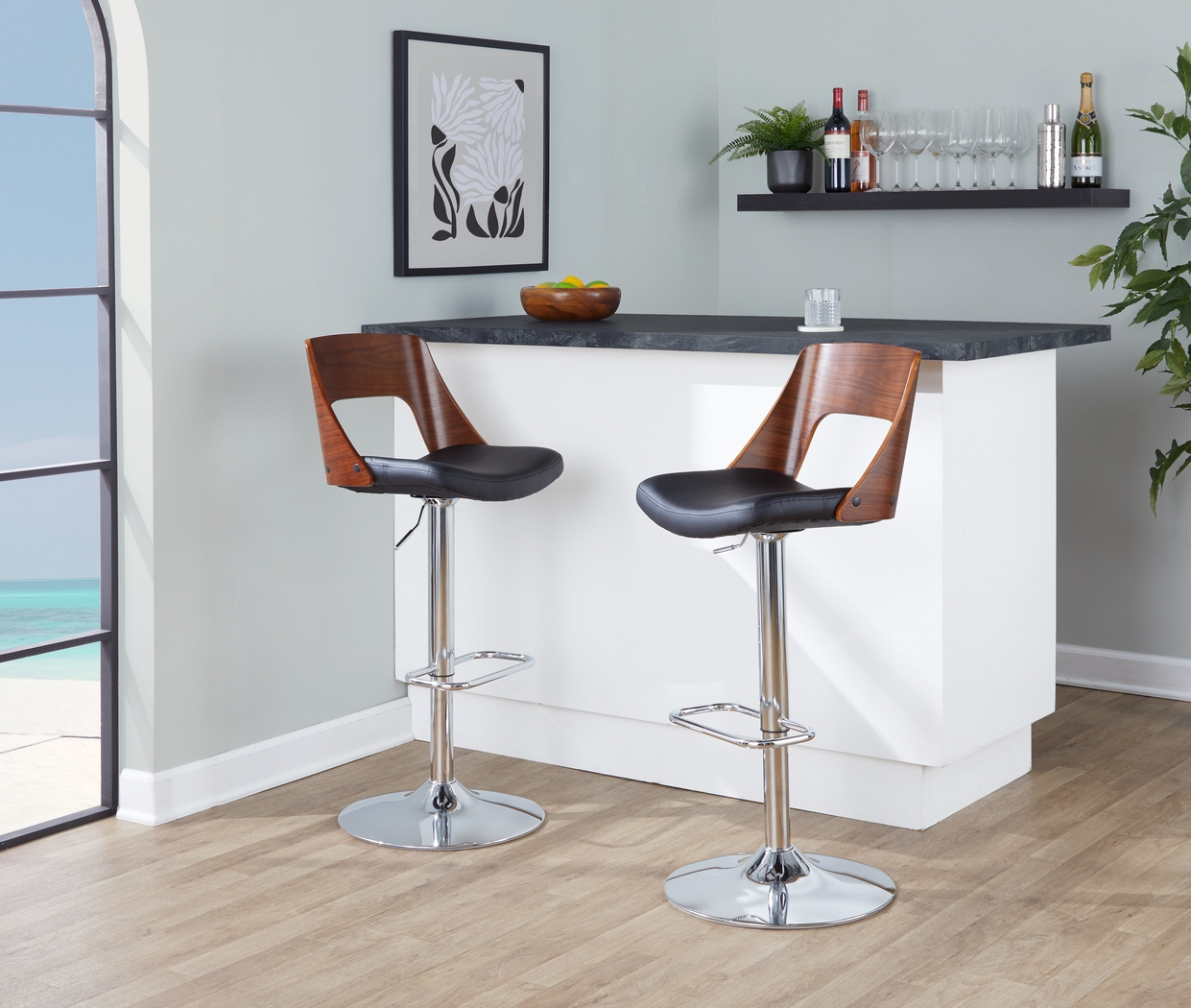 Sunerest Black Adjustable Swivel Barstool, Set of 3 - Thumbnail - Image 3