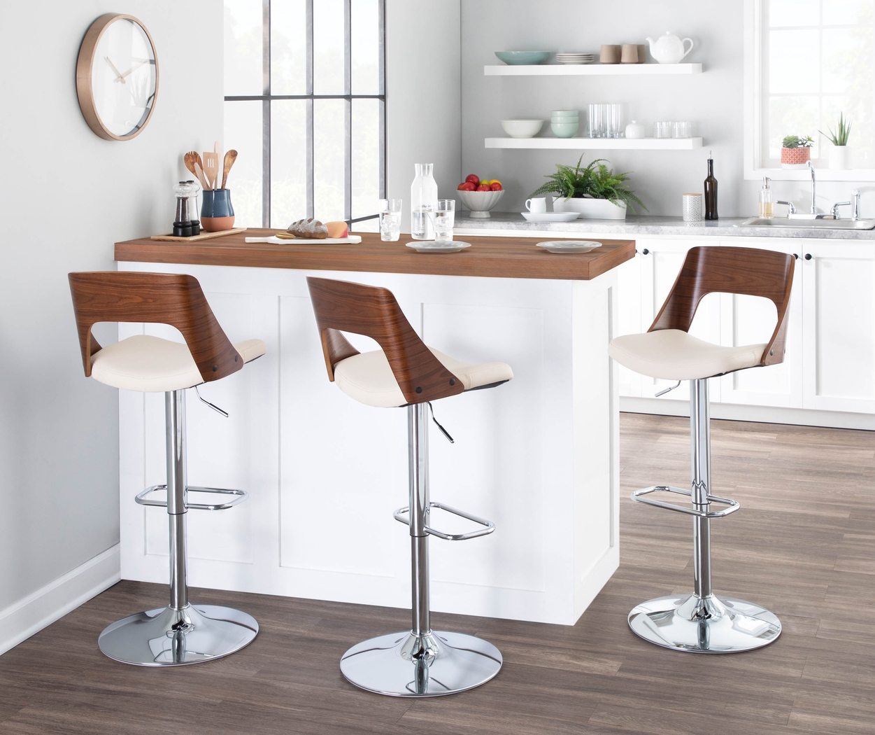 Sunerest Cream Adjustable Barstool, Set of 2 - Thumbnail - Image 3