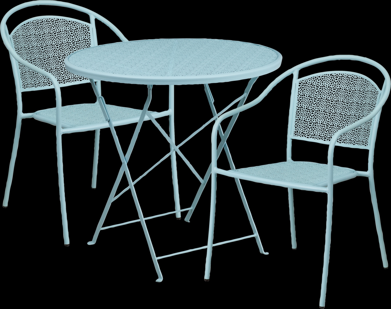 Sunnyside Terrace Blue 3 Pc 30 in. Round Folding Patio Set - Thumbnail - Image 1