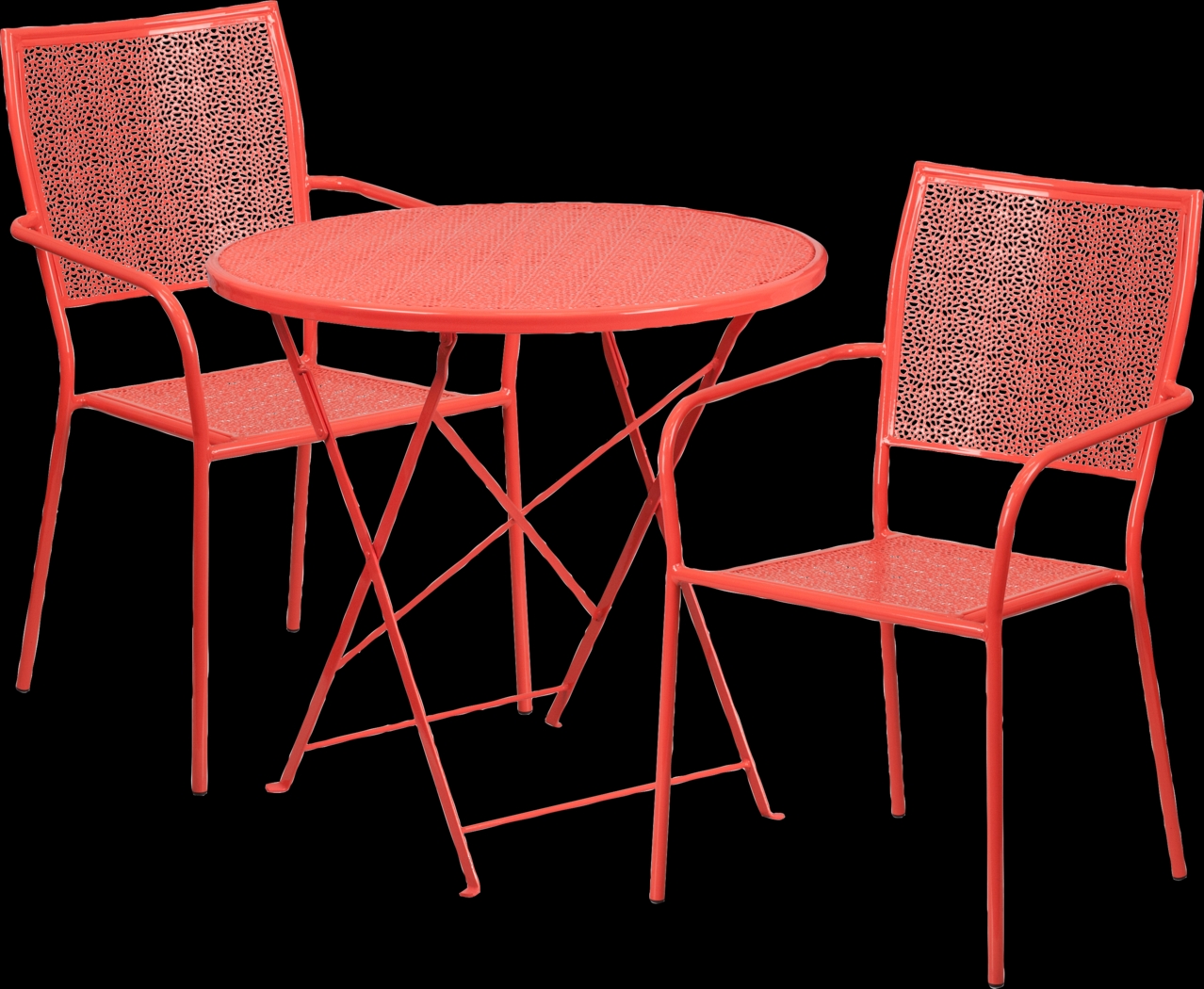 Sunnyside Terrace Coral 3 Pc 30 in. Round Folding Patio Set - Thumbnail - Image 1