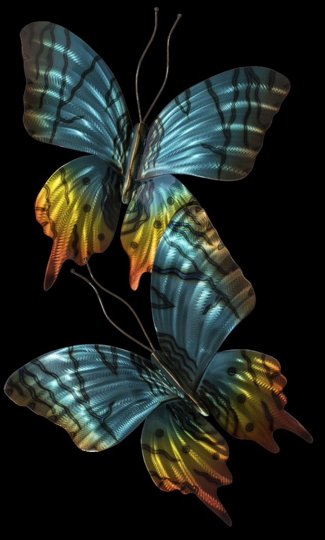 Sunset Moth Pair Teal Outdoor Artwork - Thumbnail - Image 1