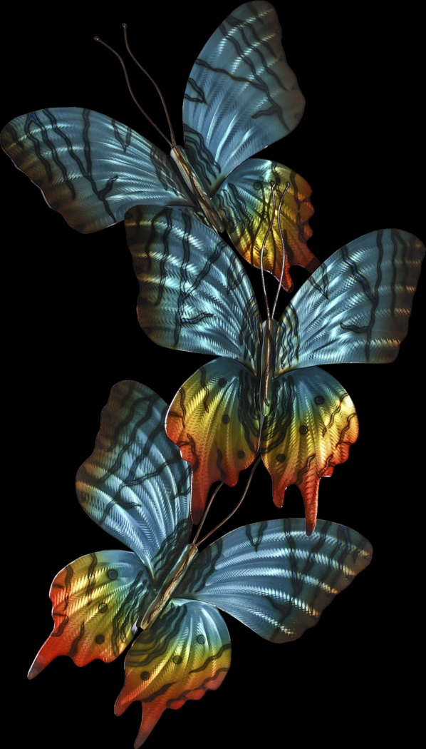 Sunset Moth Trio Teal Outdoor Artwork - Thumbnail - Image 1