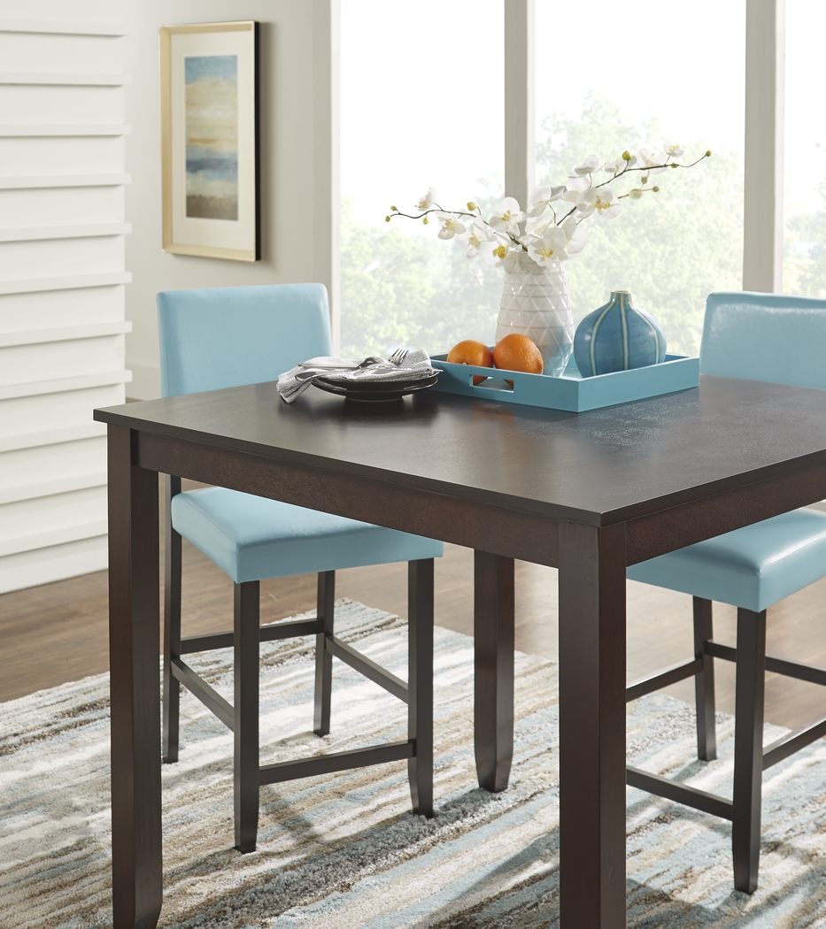 Sunset View Brown Cherry Finish 5 Pc Counter Height Dining Set with Cream Stools - Thumbnail - Image 3