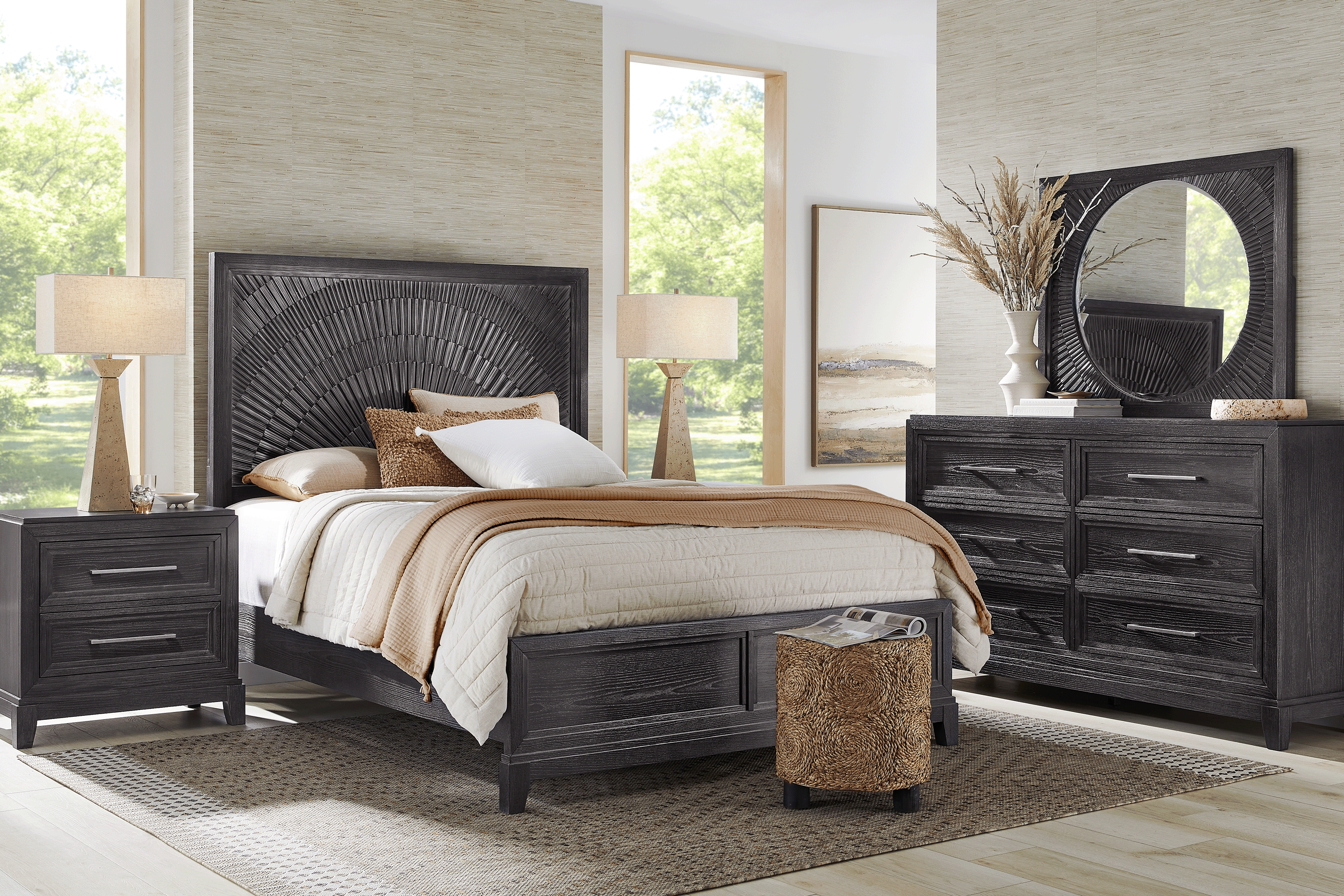 Sunside Way Black 7 Pc King Panel Bedroom - Thumbnail - Image 1