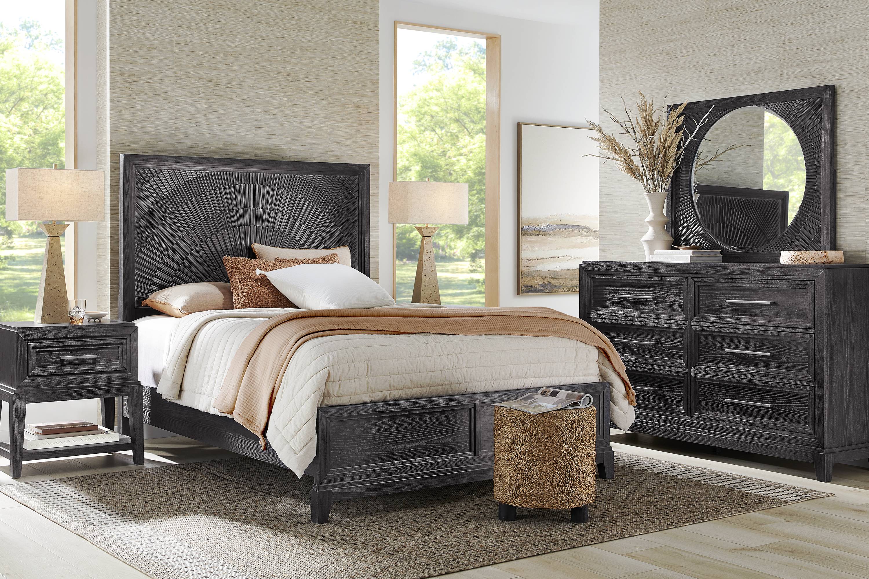 Sunside Way Black 7 Pc Queen Panel Bedroom - Thumbnail - Image 1