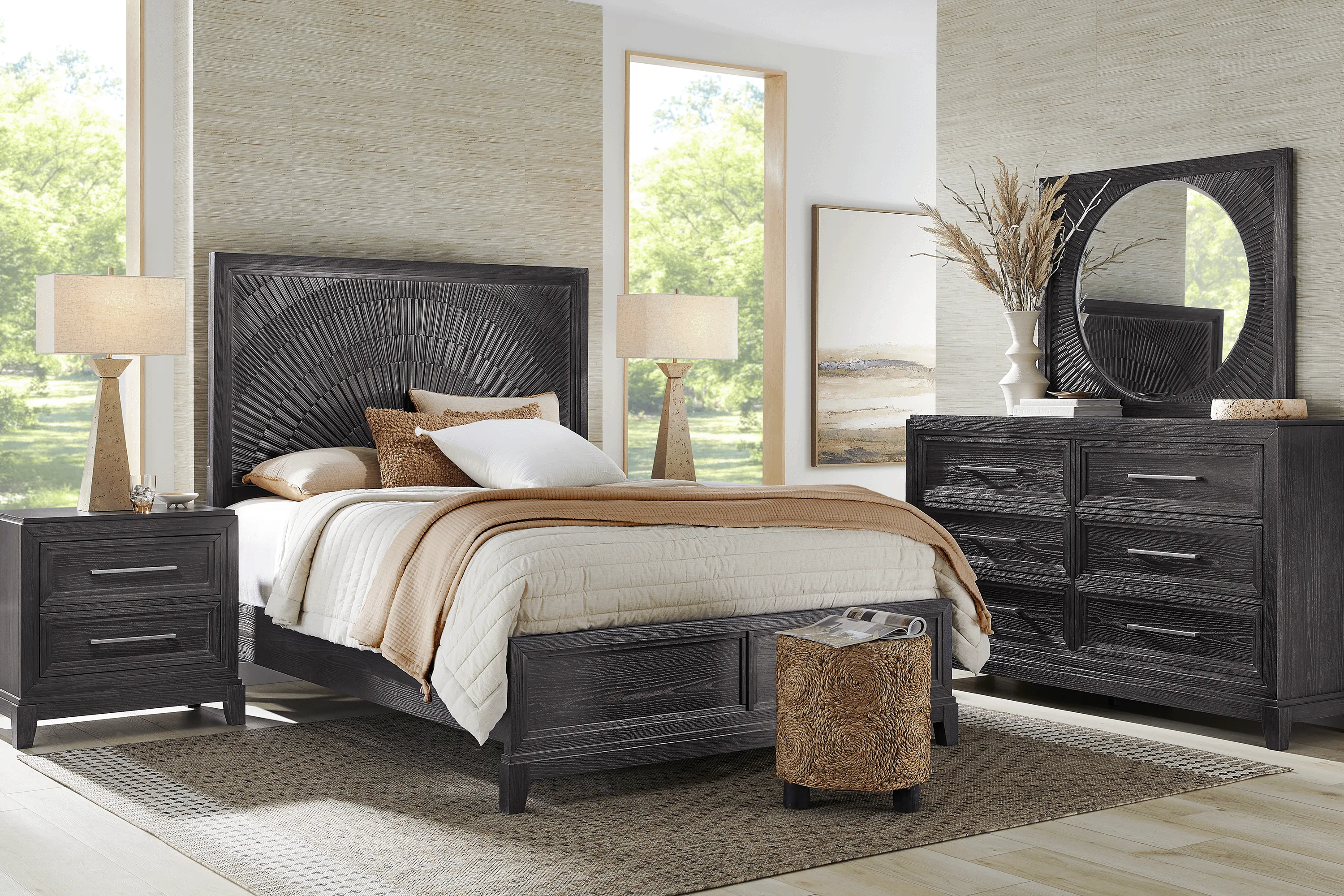 Sunside Way Black 7 Pc Queen Panel Bedroom - Thumbnail - Image 1