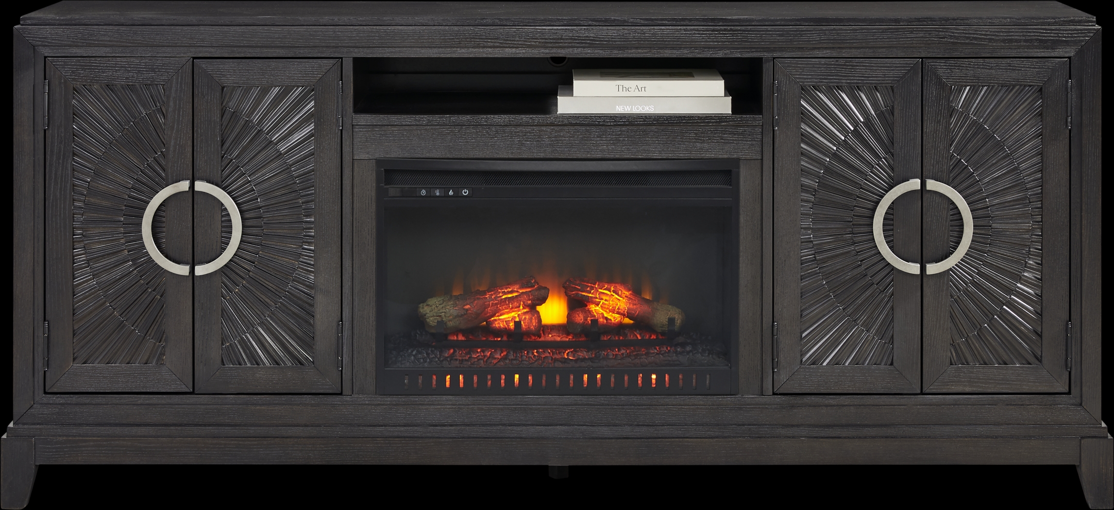 Sunside Way Black 82 in. Console with Electric Log Fireplace - Thumbnail - Image 2