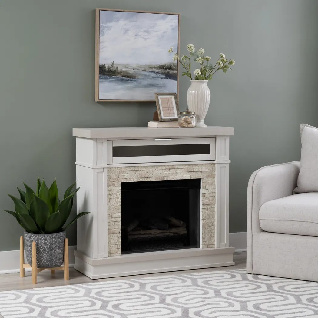 Suntos White 40 in. Console with Electric Fireplace - Thumbnail - Image 3