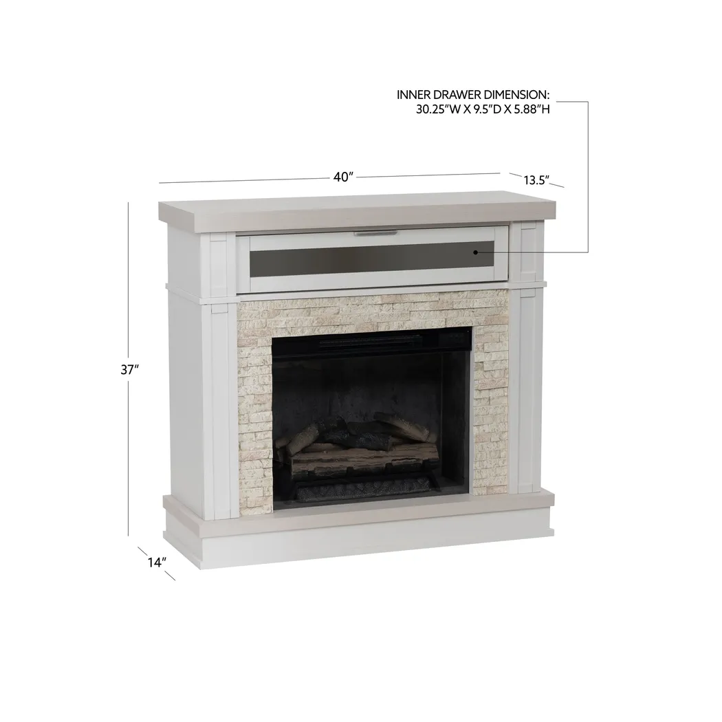 Suntos White 40 in. Console with Electric Fireplace - Thumbnail - Image 6