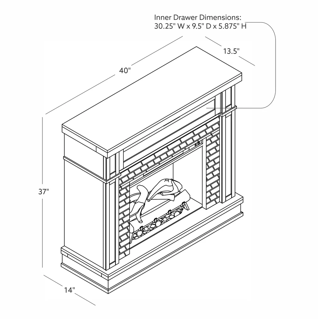 Suntos White 40 in. Console with Electric Fireplace - Thumbnail - Image 7