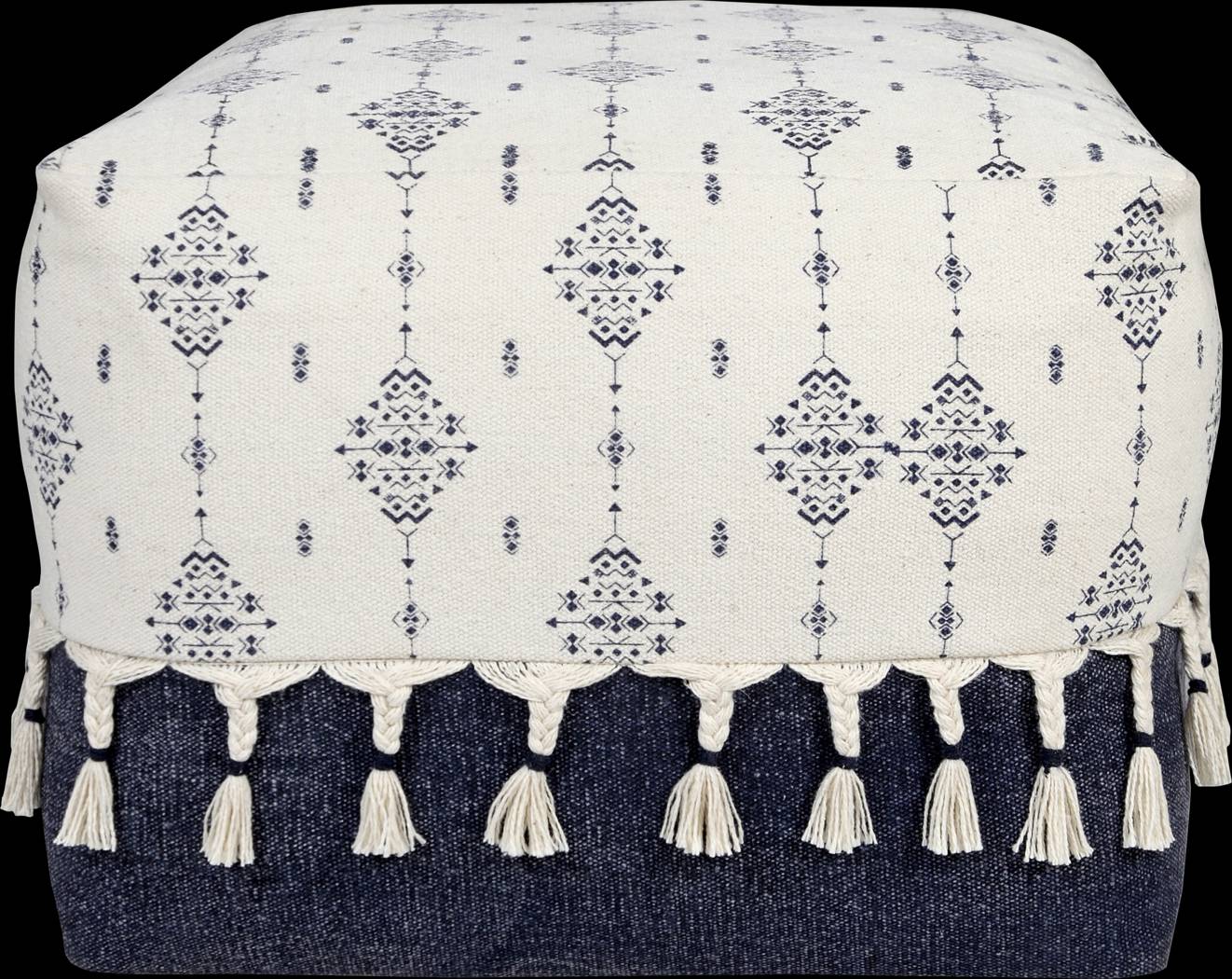 Sunwood White/Navy Pouf - Thumbnail - Image 4