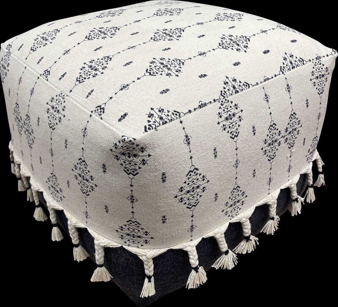 Sunwood White/Navy Pouf - Thumbnail - Image 8