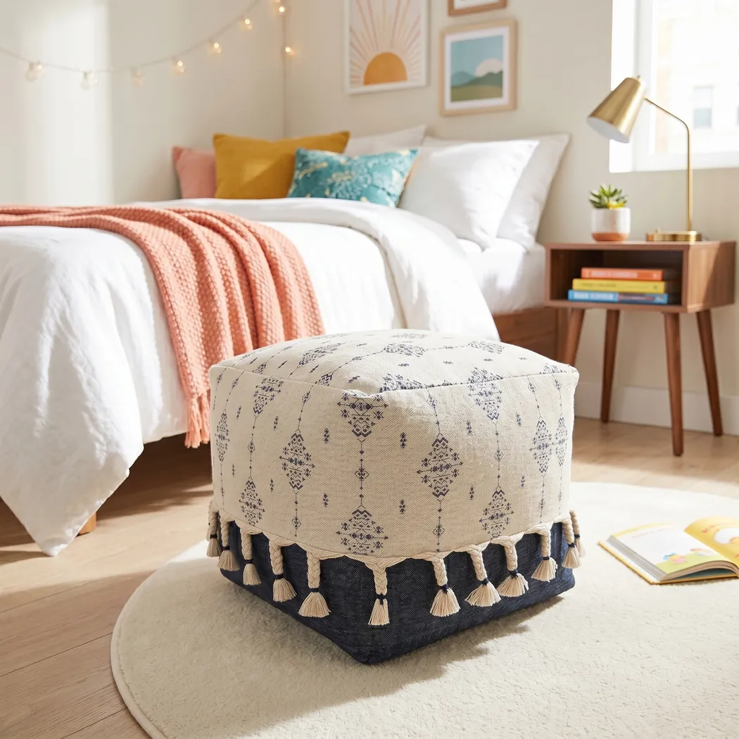Sunwood White/Navy Pouf - Thumbnail - Image 9