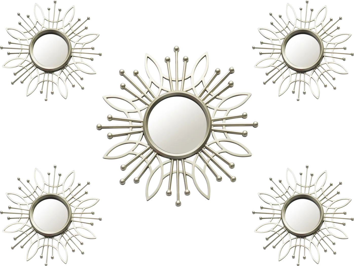 Super Burst Champagne Mirrors Set of 5 - Thumbnail - Image 1