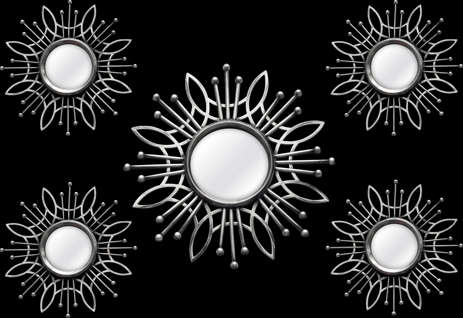 Super Burst Silver Mirrors Set of 5 - Thumbnail - Image 1