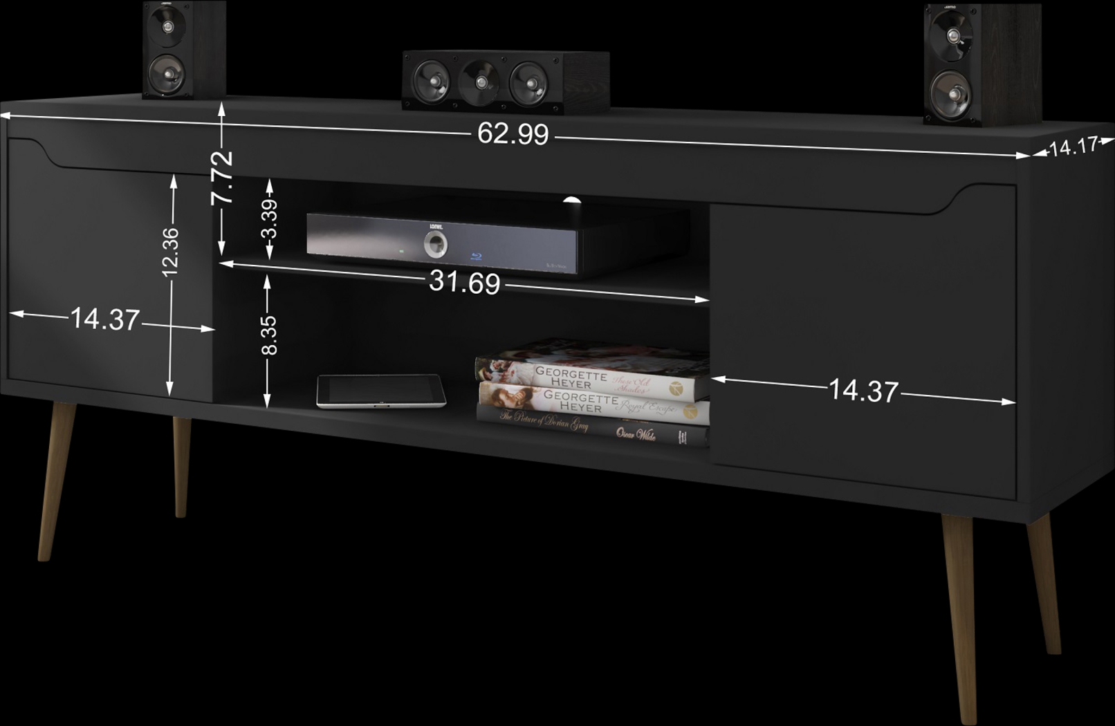 Surlin Black 63 in. Console - Thumbnail - Image 2