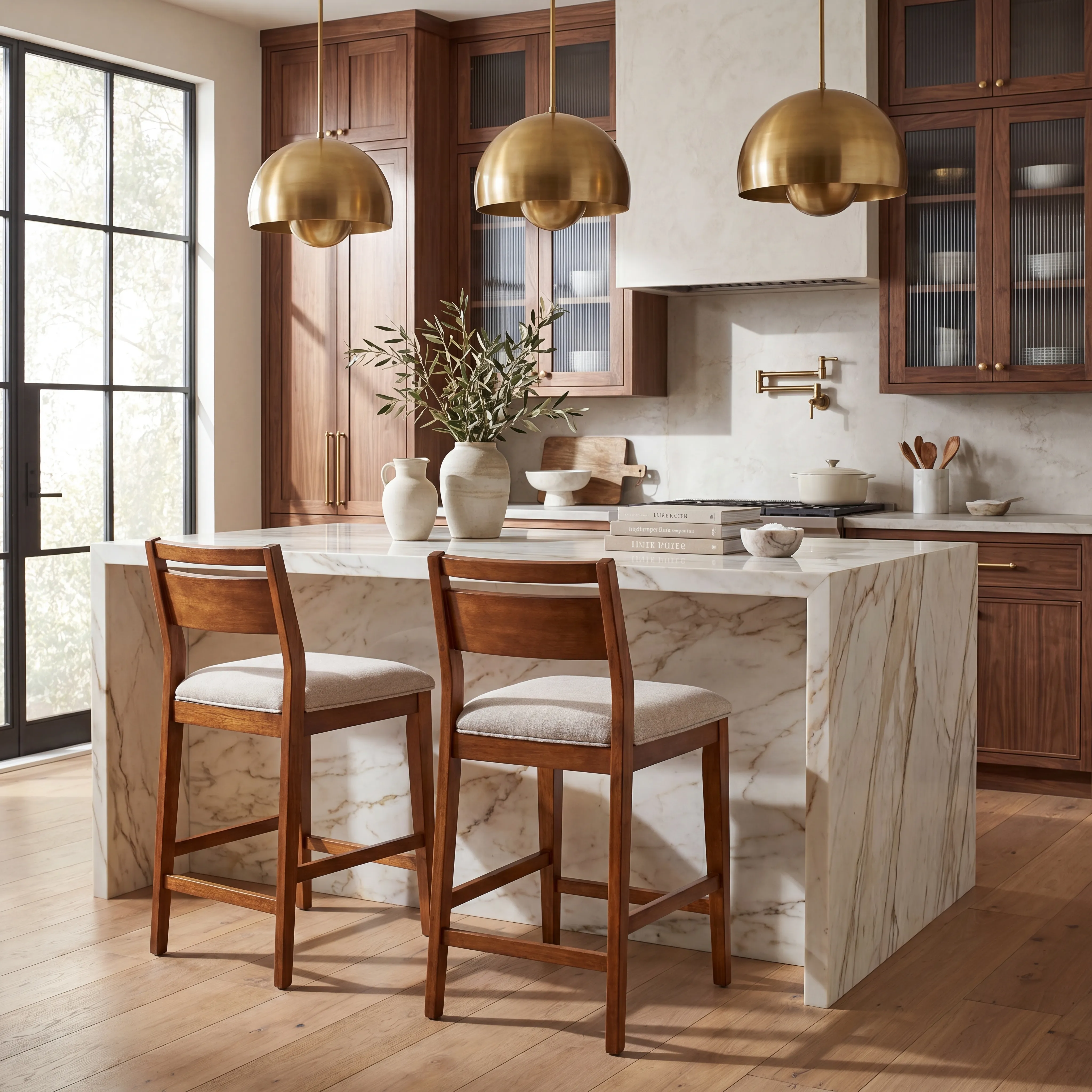 Surrey Ellis Brown 6 Pc Counter Height Dining Room with Panel Back Chairs and Bench - Thumbnail - Image 8