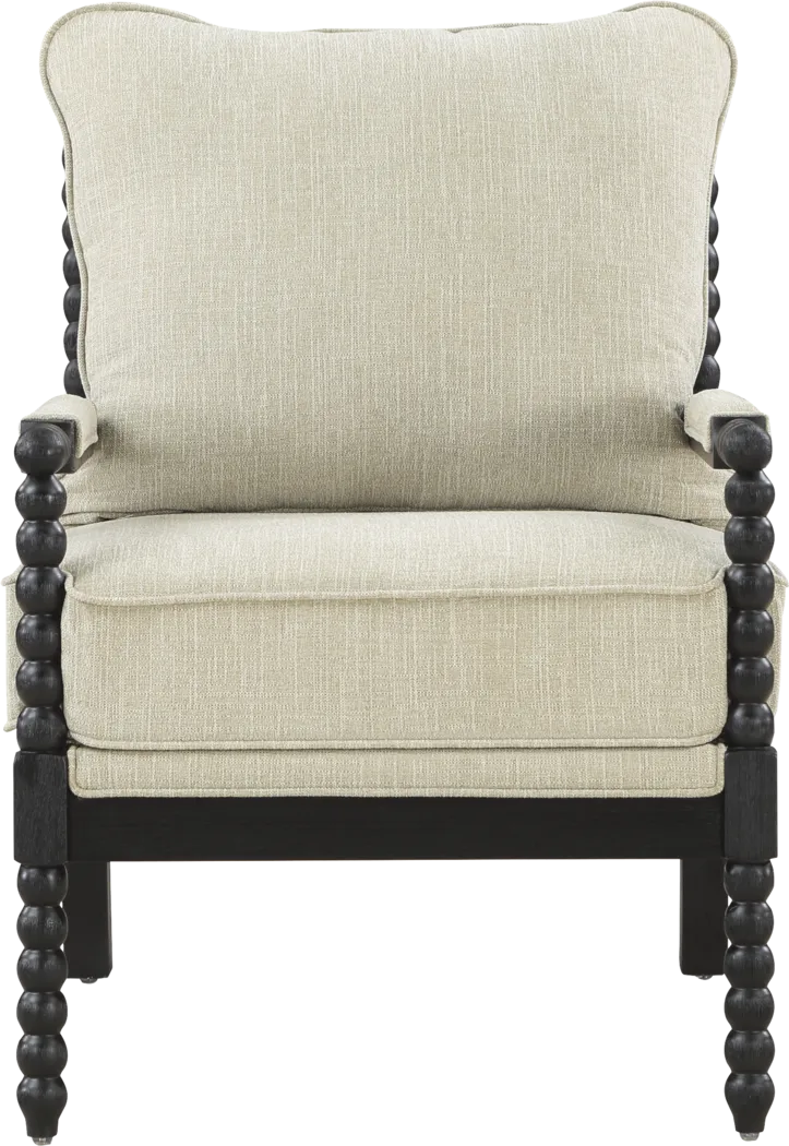 Susanna Black Accent Chair with Beige Cushions - Thumbnail - Image 2