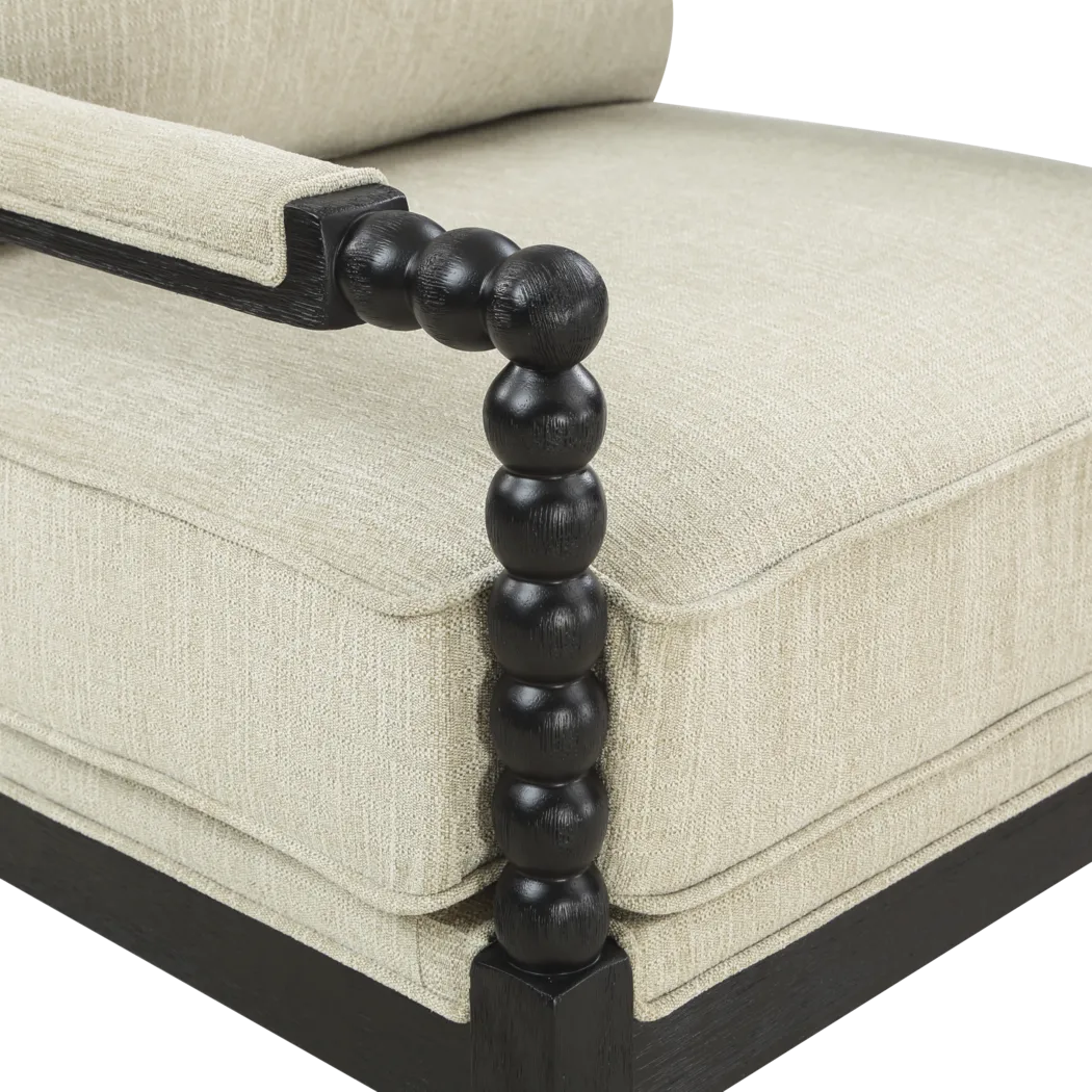 Susanna Black Accent Chair with Beige Cushions - Thumbnail - Image 3