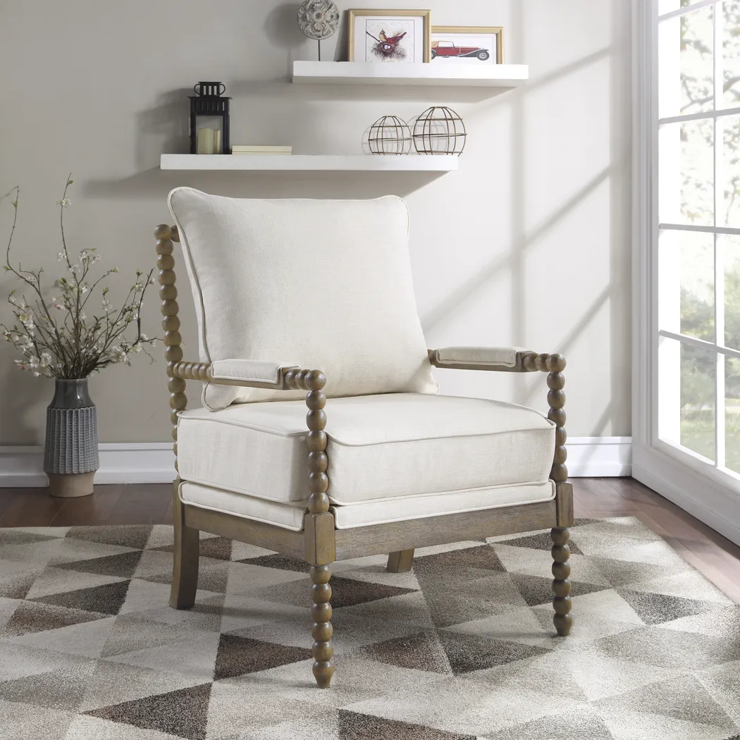 Susanna Brown Accent Chair with Beige Cushions - Thumbnail - Image 4