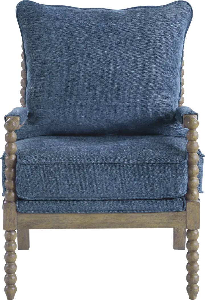 Susanna Brown Accent Chair with Navy Cushions - Thumbnail - Image 2