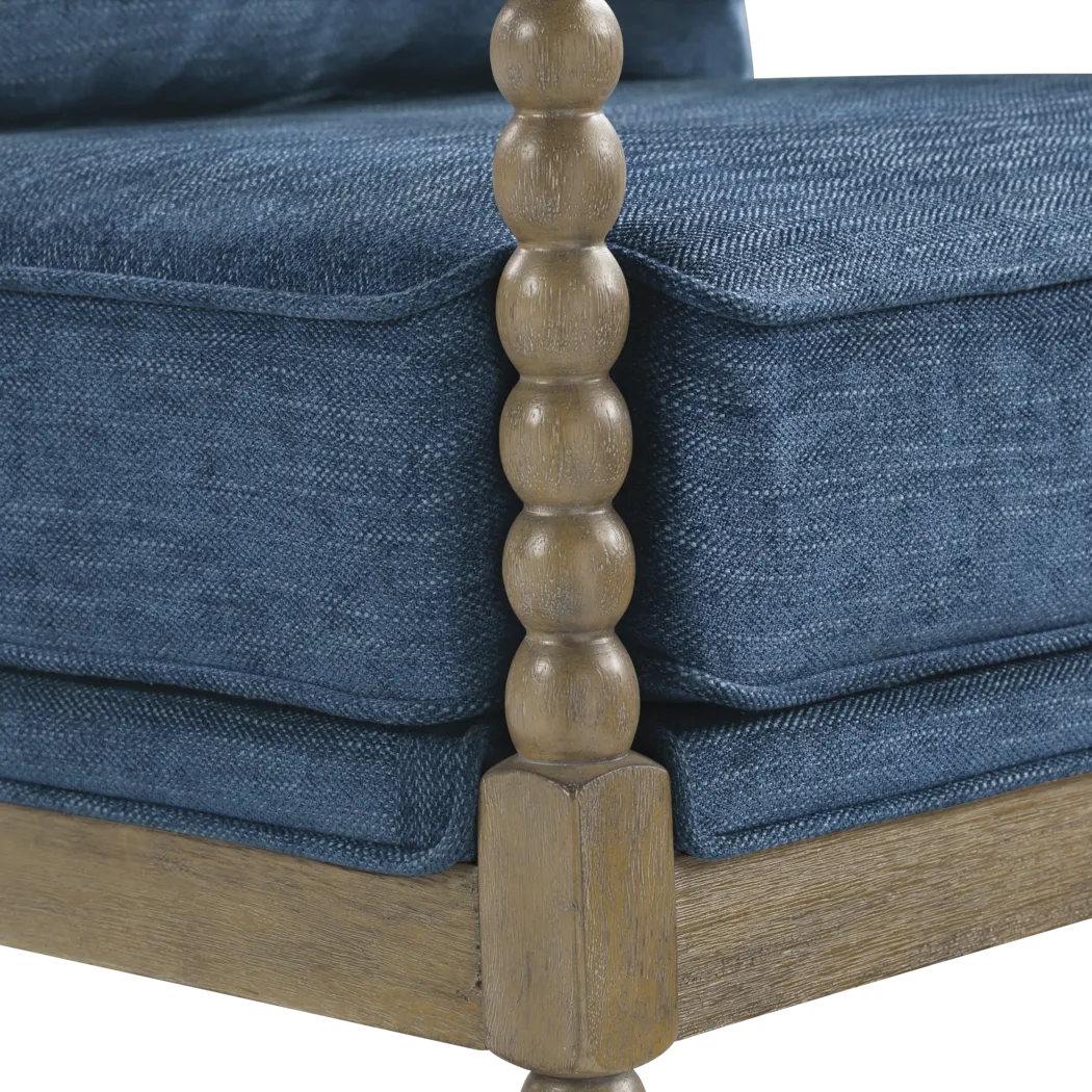 Susanna Brown Accent Chair with Navy Cushions - Thumbnail - Image 3