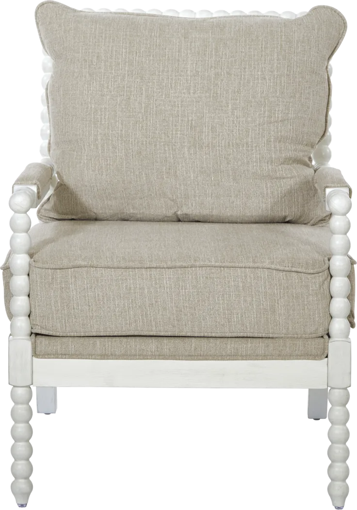 Susanna White Accent Chair with Beige Cushions - Thumbnail - Image 2