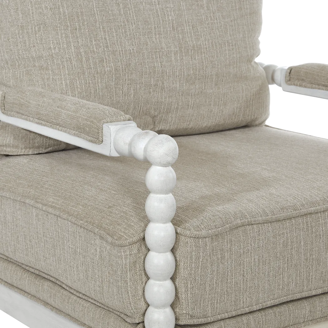 Susanna White Accent Chair with Beige Cushions - Thumbnail - Image 3