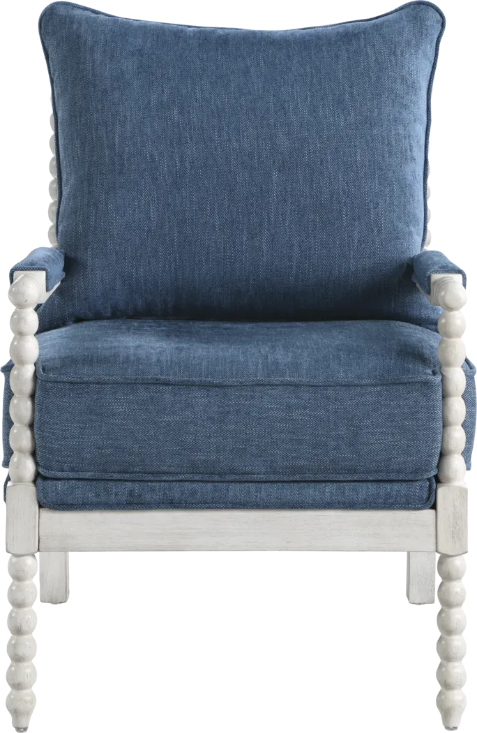 Susanna White Accent Chair with Navy Cushions - Thumbnail - Image 2