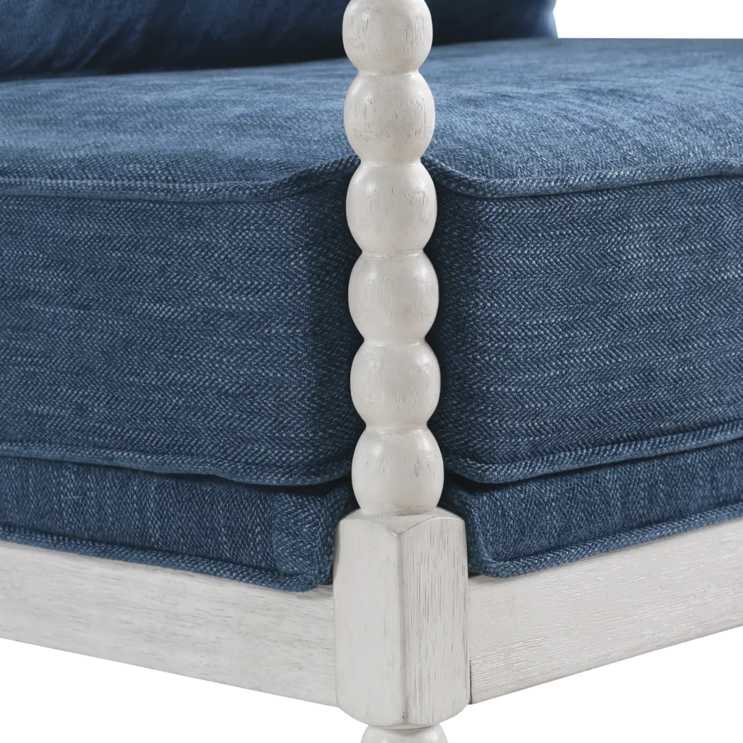 Susanna White Accent Chair with Navy Cushions - Thumbnail - Image 3