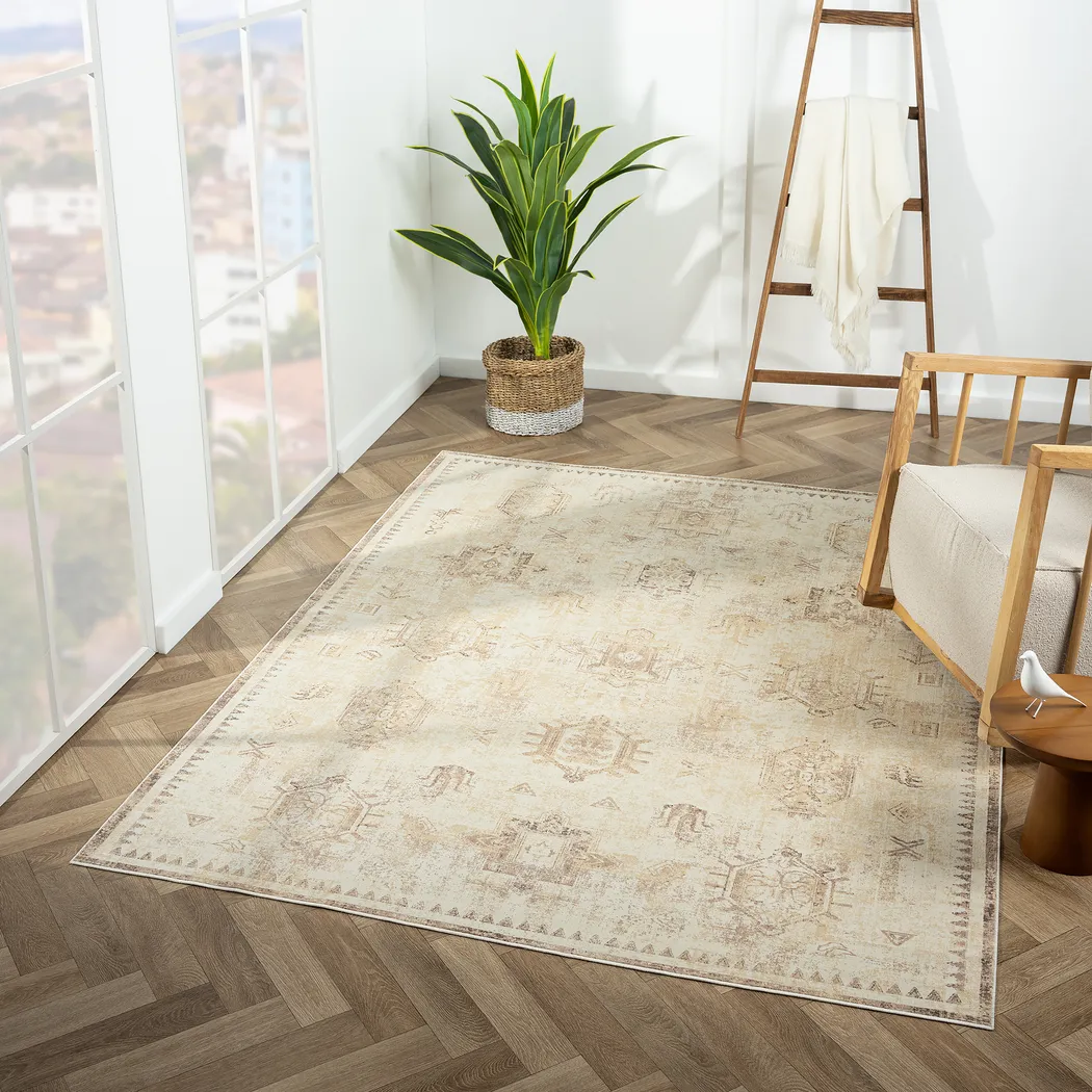 Sutay Beige 7'10 x 9'10 Rug - Thumbnail - Image 2