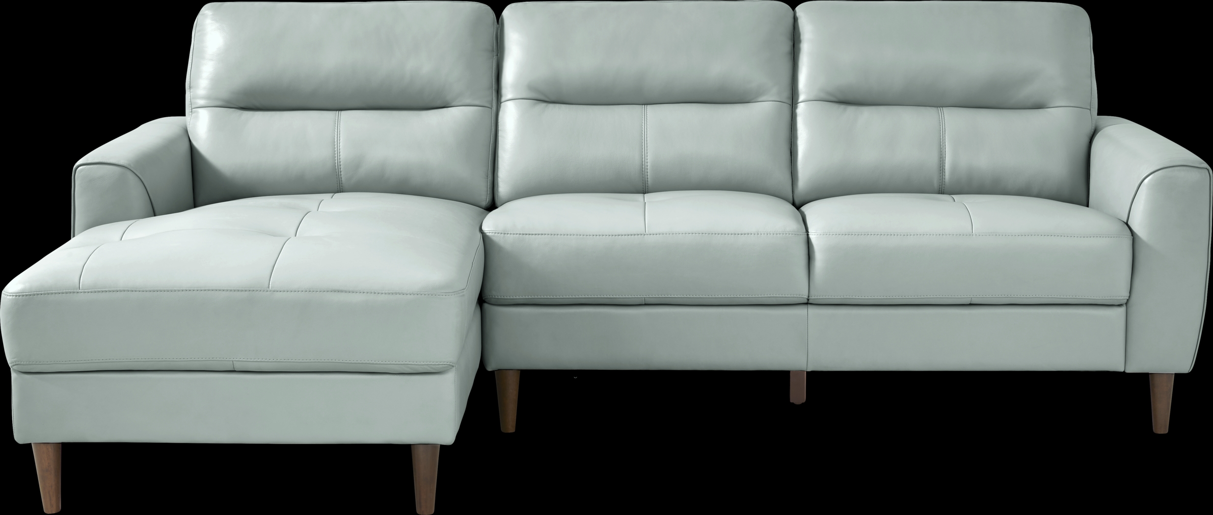 Sutton Heights Aqua Leather 2 Pc Sectional - Thumbnail - Image 1