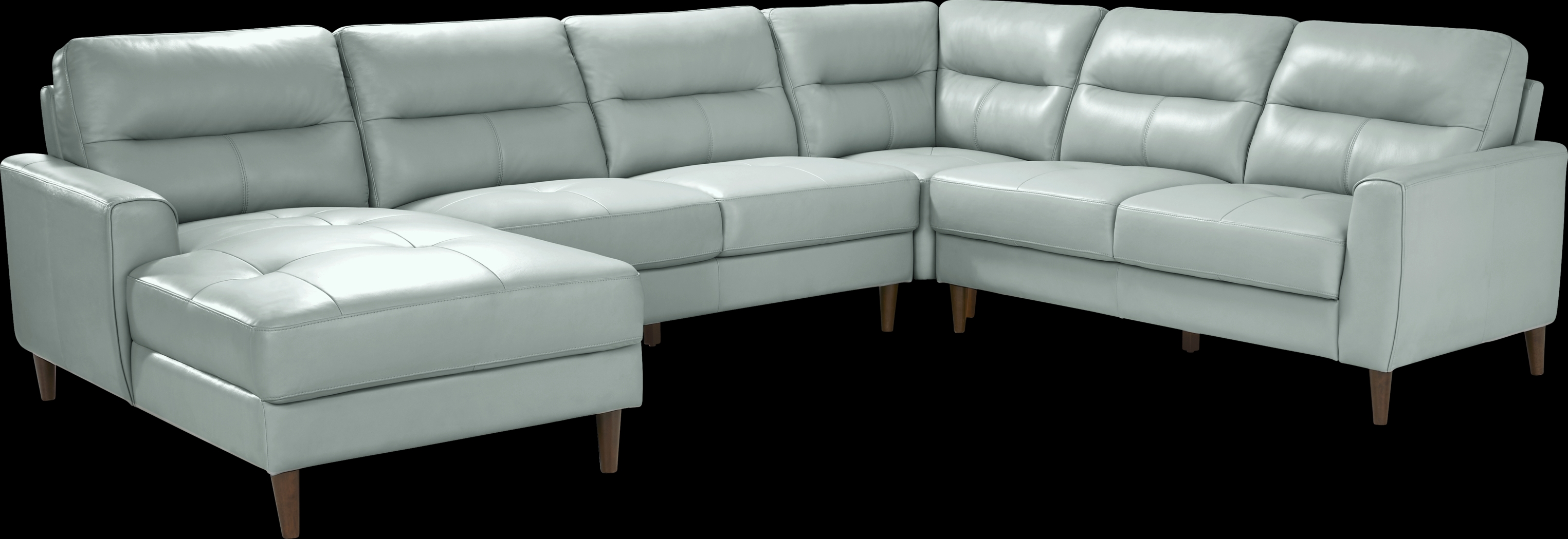 Sutton Heights Aqua Leather 4 Pc Sectional - Thumbnail - Image 1