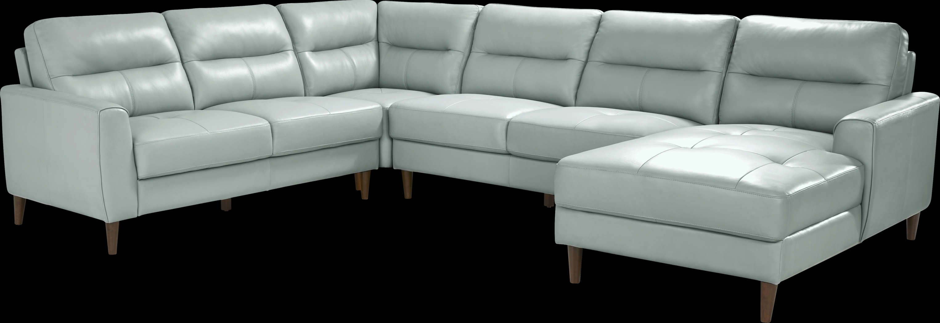Sutton Heights Aqua Leather 4 Pc Sectional - Thumbnail - Image 1