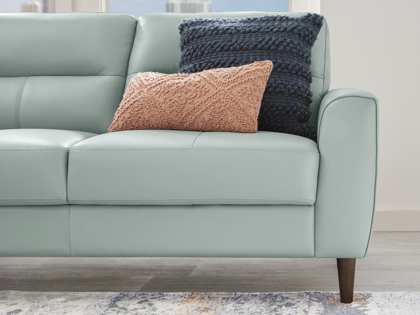 Sutton Heights Aqua Leather 8 Pc Sectional Living Room - Thumbnail - Image 4