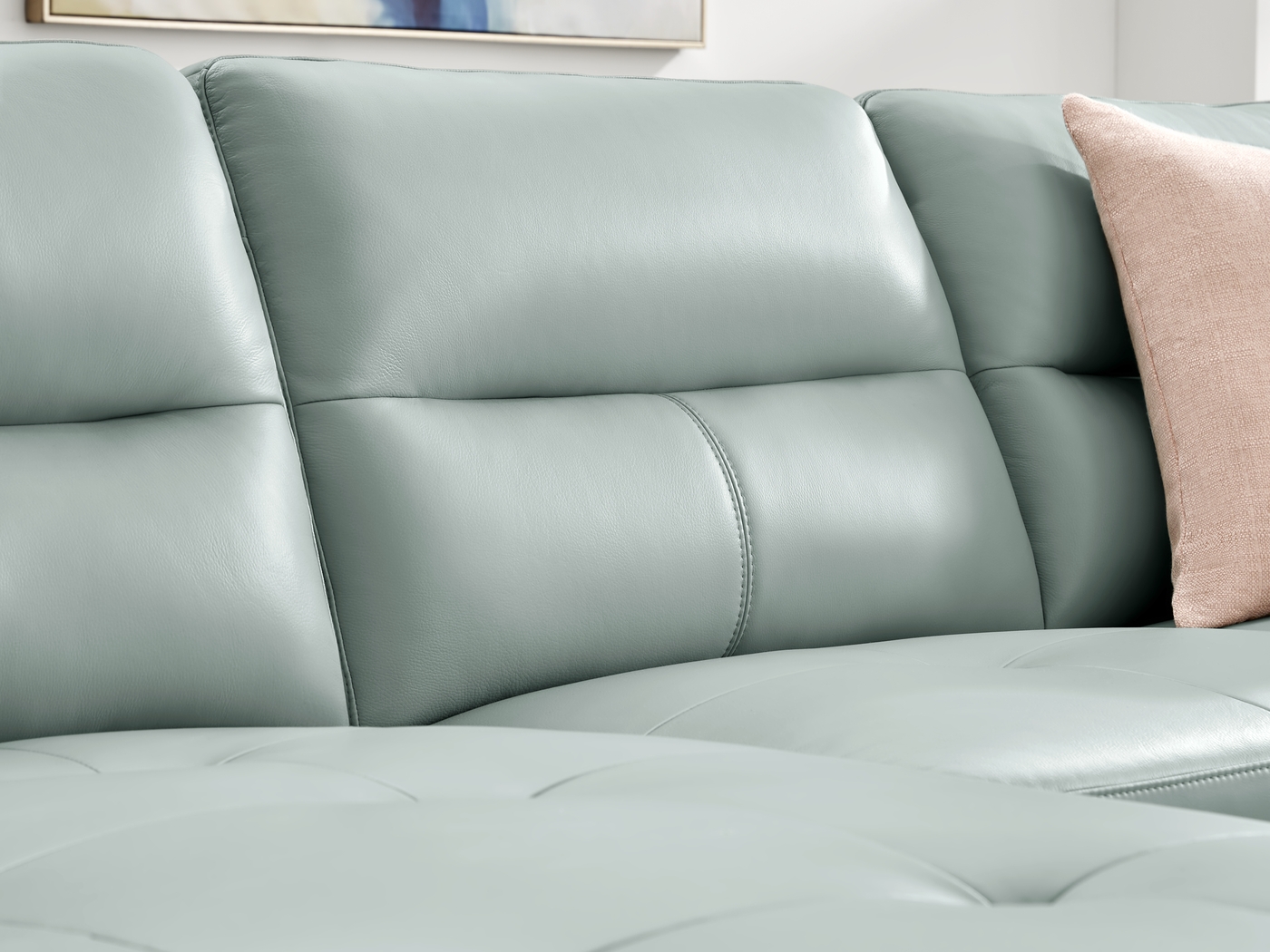 Sutton Heights Aqua Leather 8 Pc Sectional Living Room - Thumbnail - Image 5