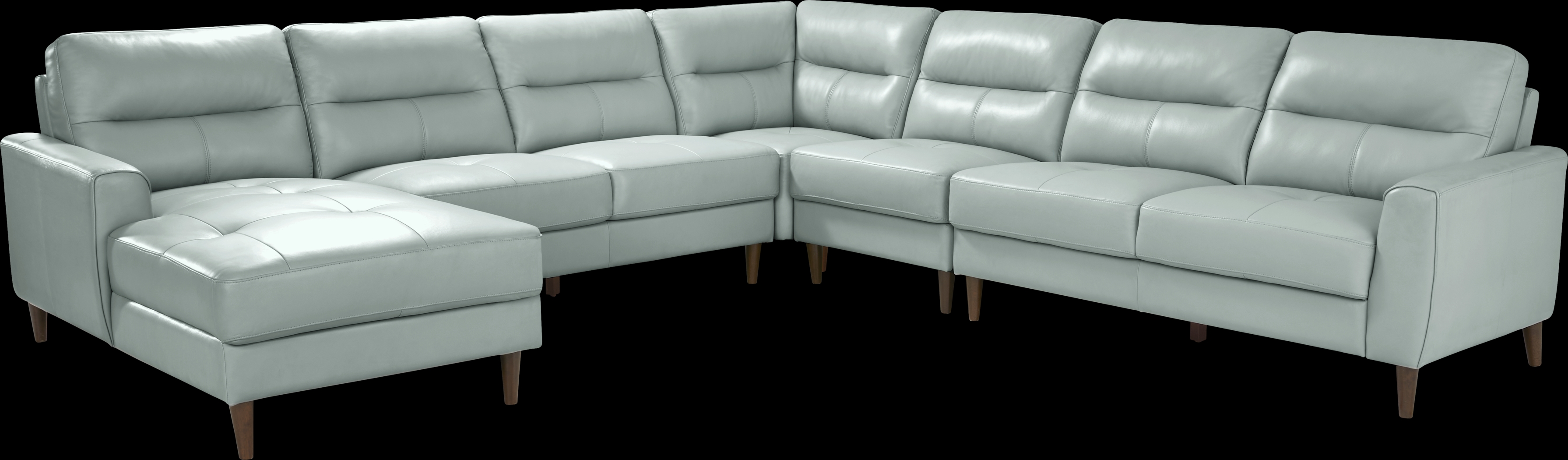 Sutton Heights Aqua Leather 8 Pc Sectional Living Room - Thumbnail - Image 2