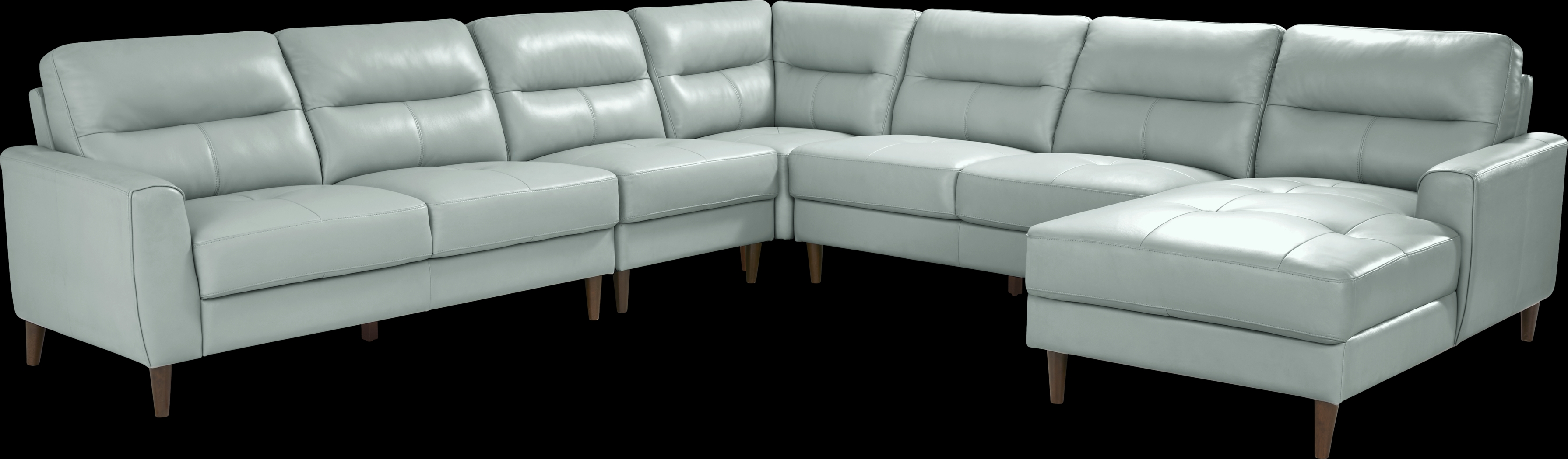 Sutton Heights Aqua Leather 8 Pc Sectional Living Room - Thumbnail - Image 2