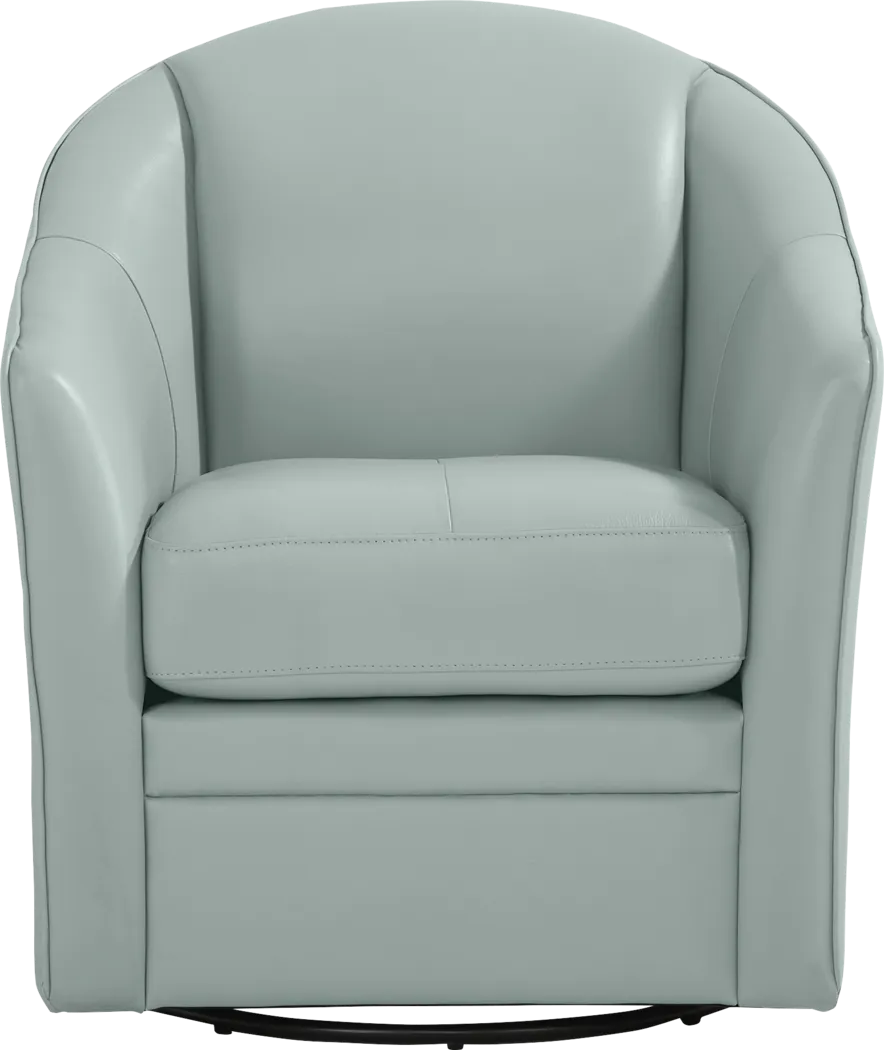 Sutton Heights Aqua Leather Swivel Chair - Thumbnail - Image 2