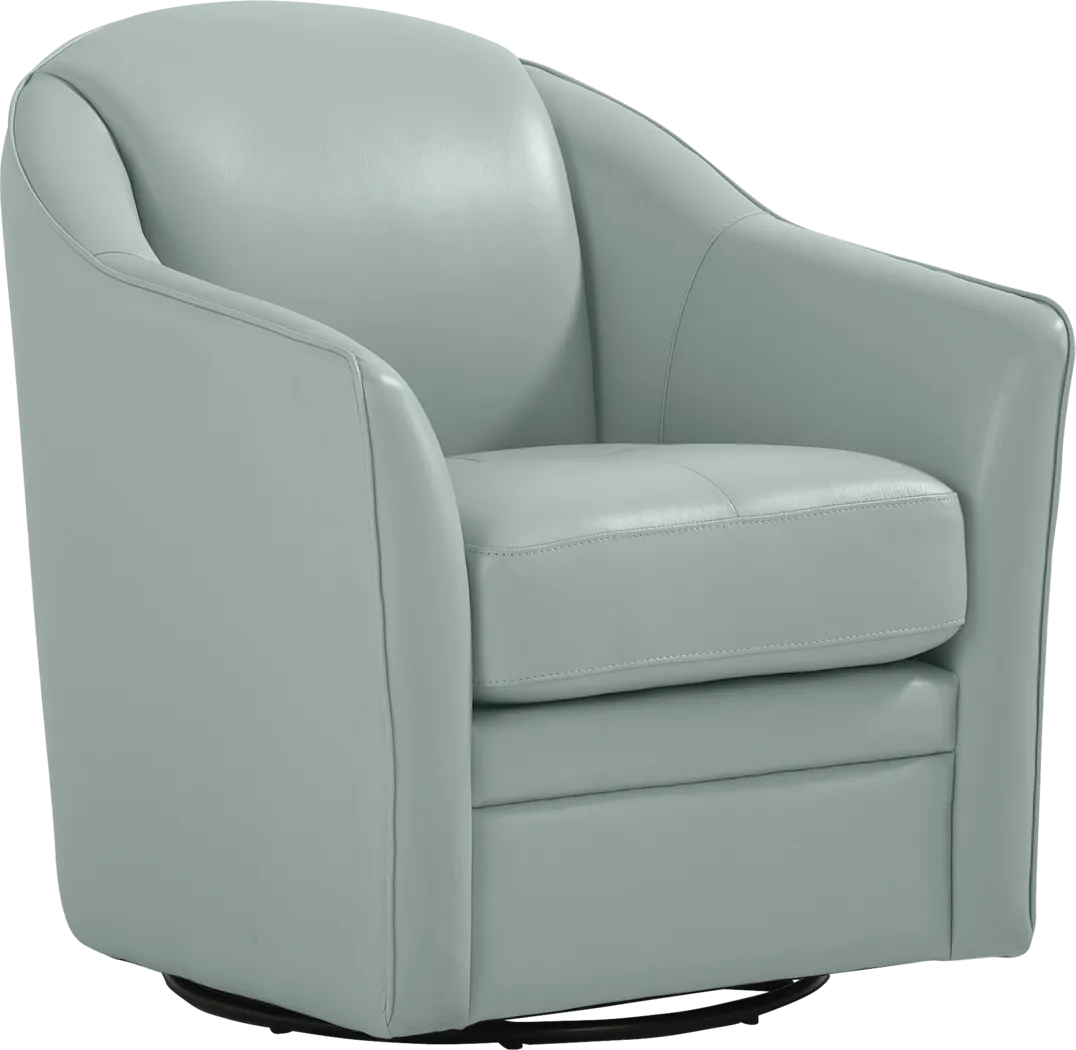 Sutton Heights Aqua Leather Swivel Chair - Thumbnail - Image 1