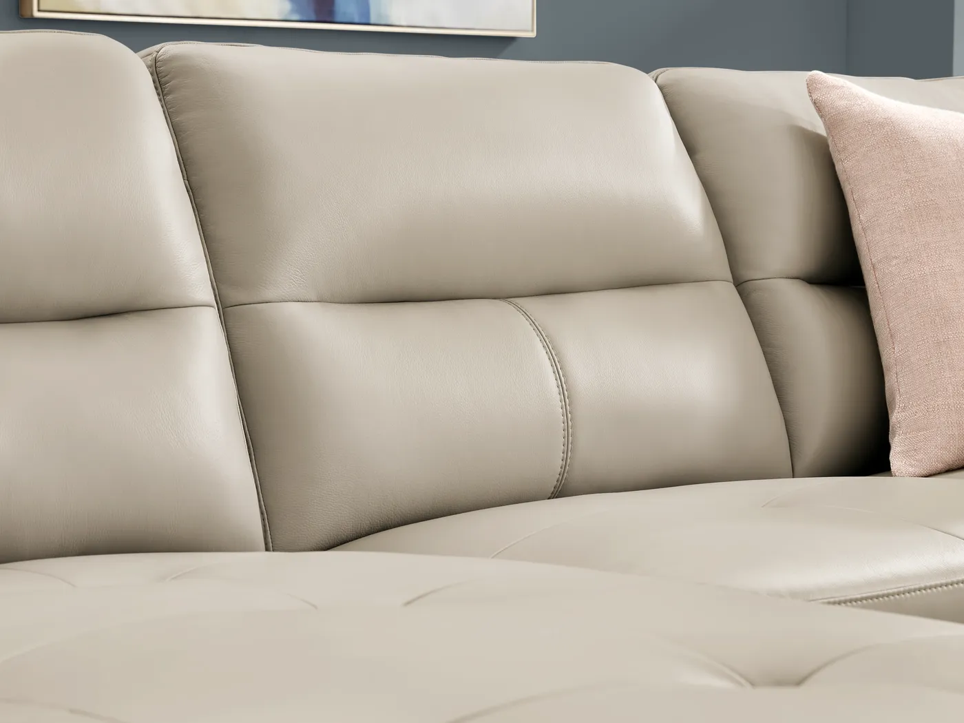 Sutton Heights Beige Leather 2 Pc Sectional - Image 5