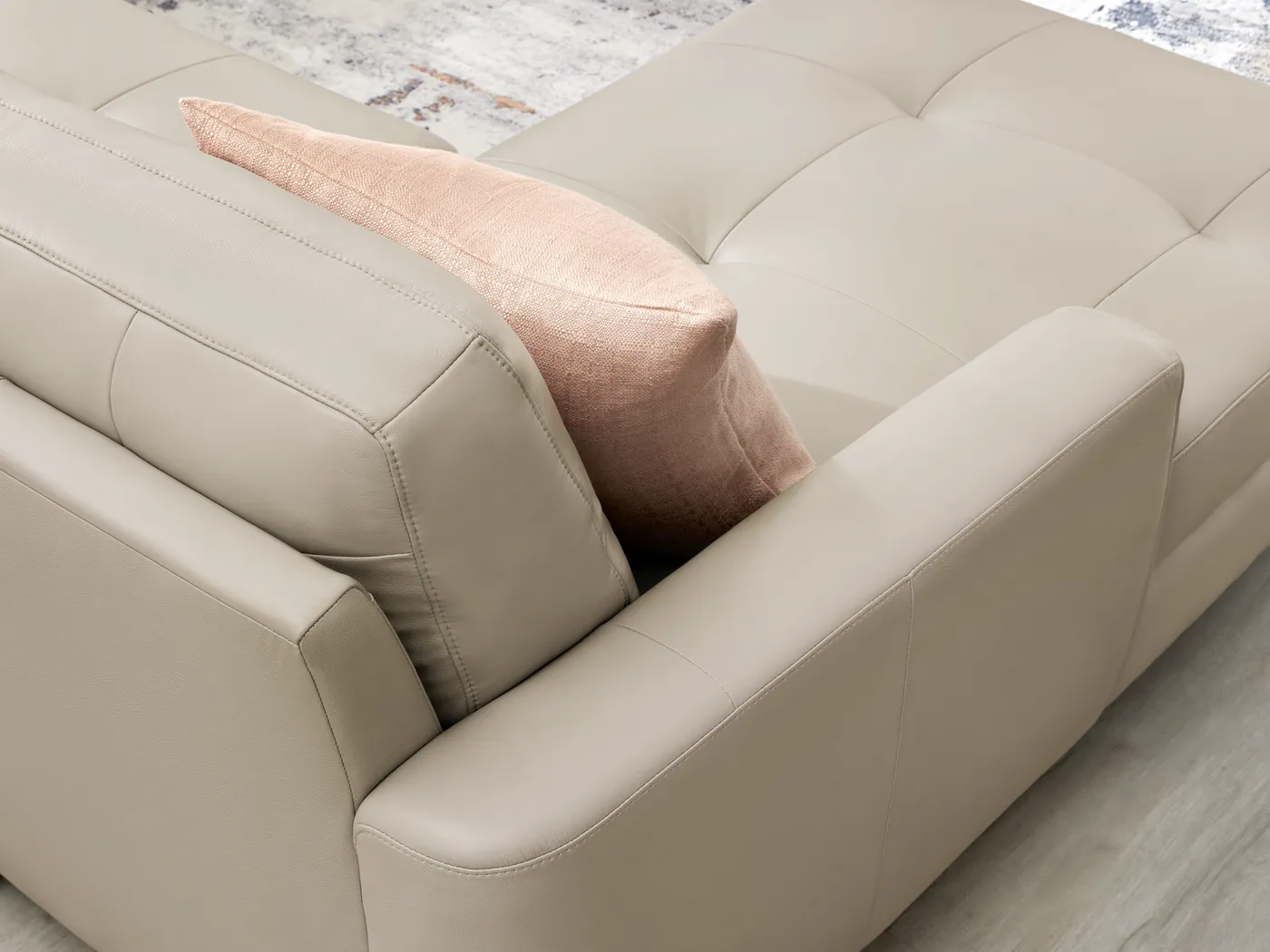 Sutton Heights Beige Leather 2 Pc Sectional - Image 6