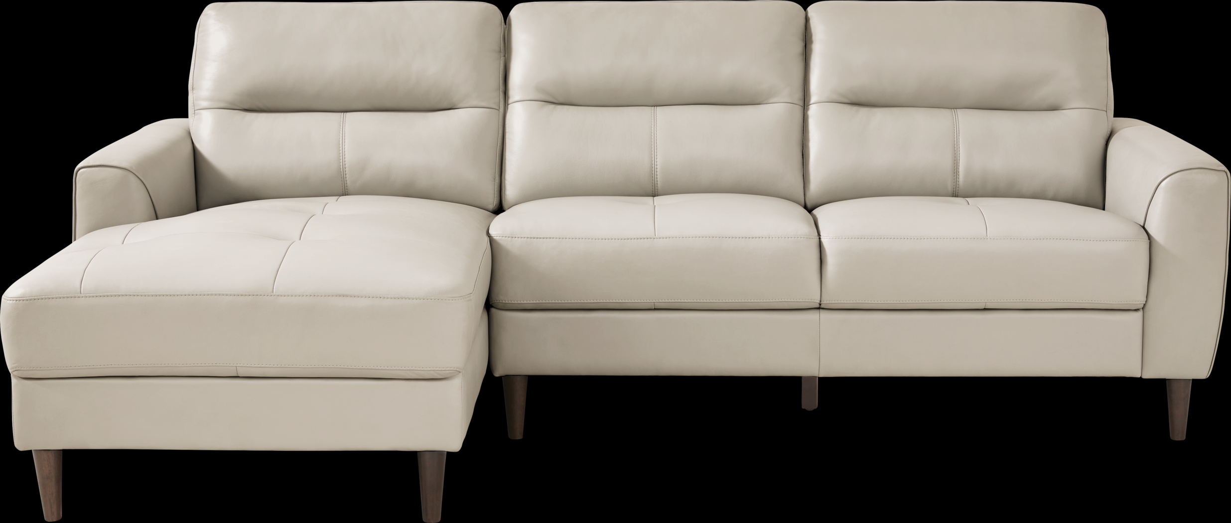 Sutton Heights Beige Leather 2 Pc Sectional - Thumbnail - Image 1